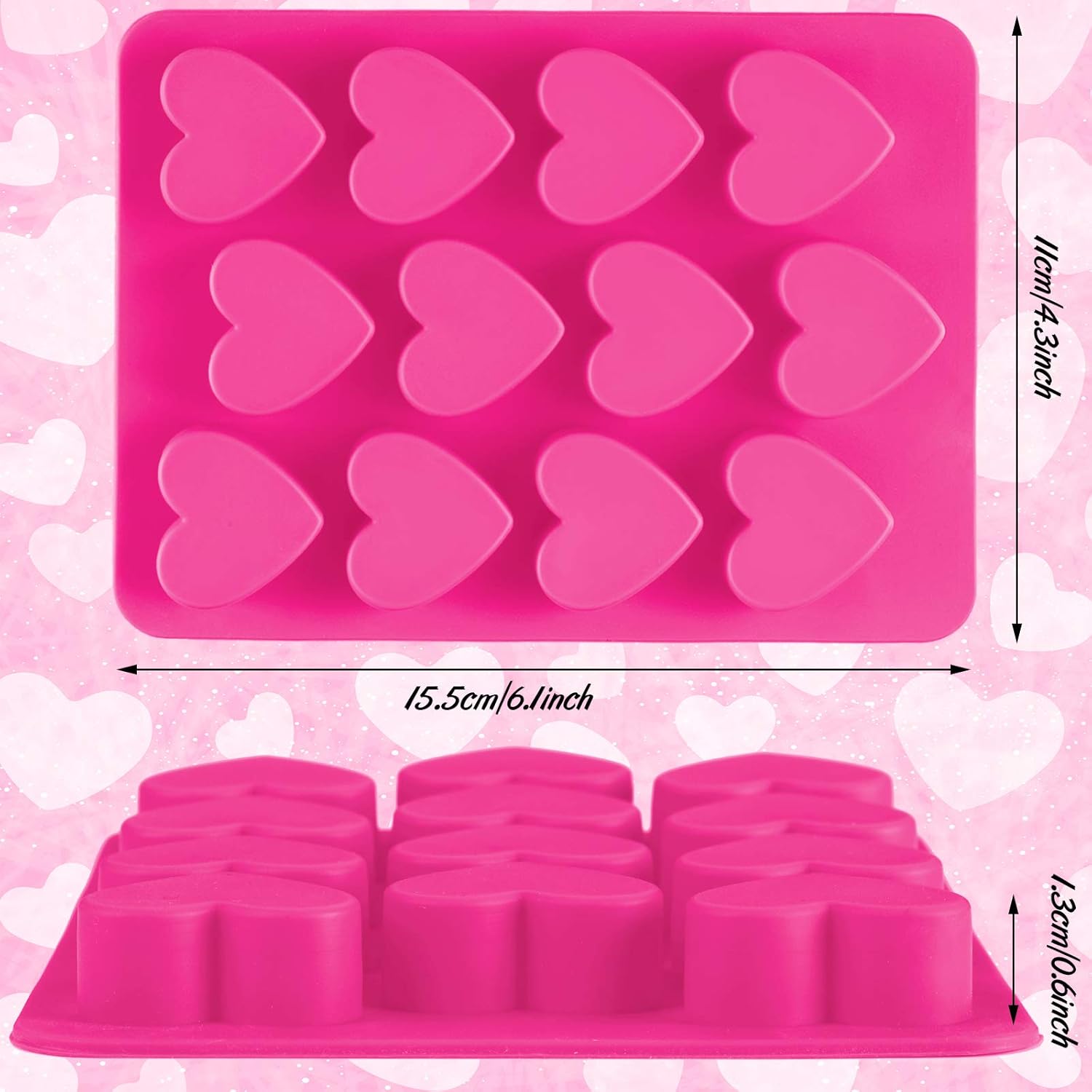 4 Pieces Heart Shaped Silicone Molds Valentine‘s Day Candy Mould Love Chocolate Molds for Valentine Heart Chocolate Candy Ice Cube Soap Cake Decoration — image 2