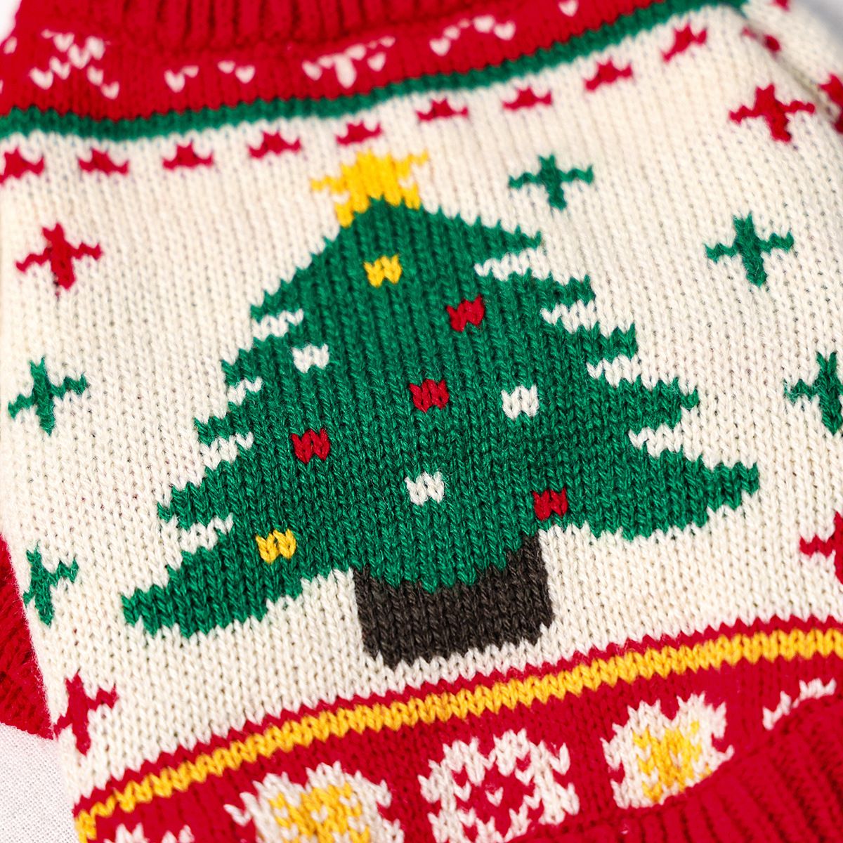 Red and Green M Size Christmas tree pattern Christmas Pet Knitted Dress - Acrylic Dog and Cat Jumper, Lightweight Festive Winter Outfit for Pets — image 5