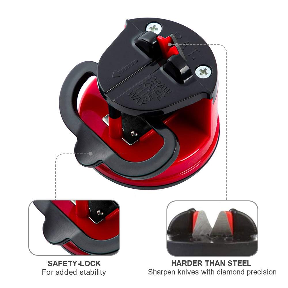Pocket Knife Sharpeners Suitable for Most Blade Types, Small Knife Sharpener for Kitchen, Camping, Red — image 4