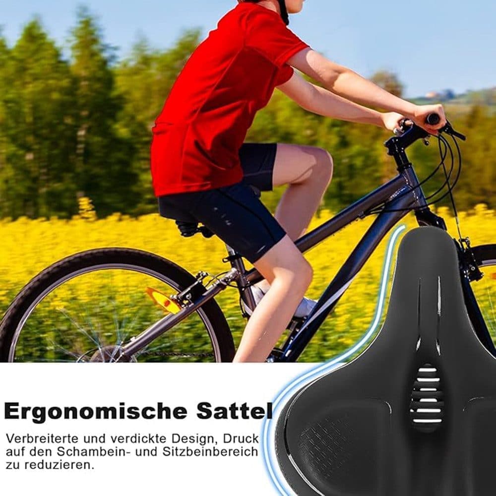 Comfortable unisex bicycle saddle with double shock absorbers, breathable waterproof ergonomic design, Green — image 5
