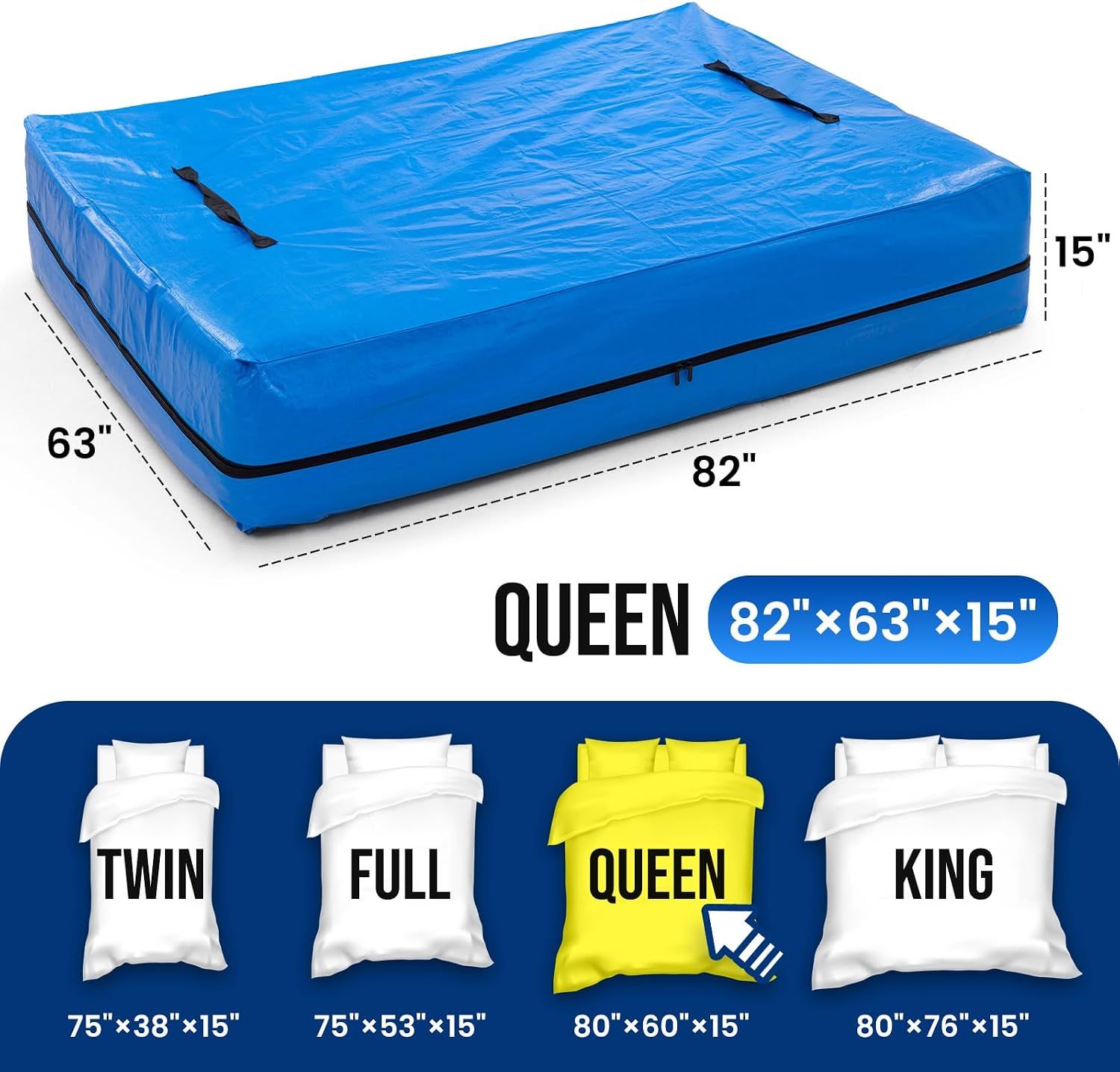 Queen Mattress Bags for Moving and Storage, Heavy-Duty Moving Supplies, Durable Wear-Resistant Mattress Cover, Reinforced Handles, Strong Zipper โ image 4