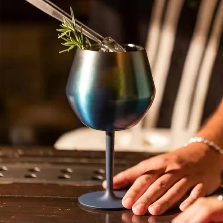 2 Pcs Blue Detachable Stainless Steel Wine Glass - 14oz (420ml) Portable Stemmed Goblet for Outdoors & Travel — image 4