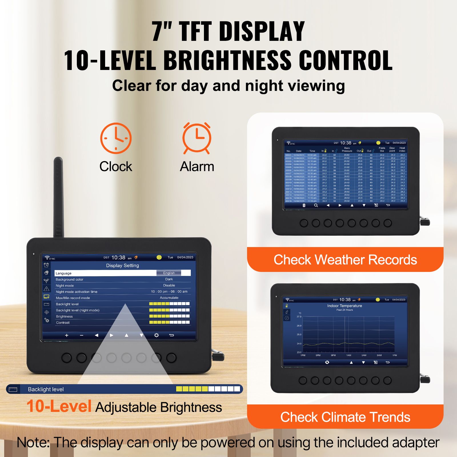 7-in-1 Wi-Fi Weather Station 177.8 mm TFT Display Wireless Outdoor Sensor — image 5