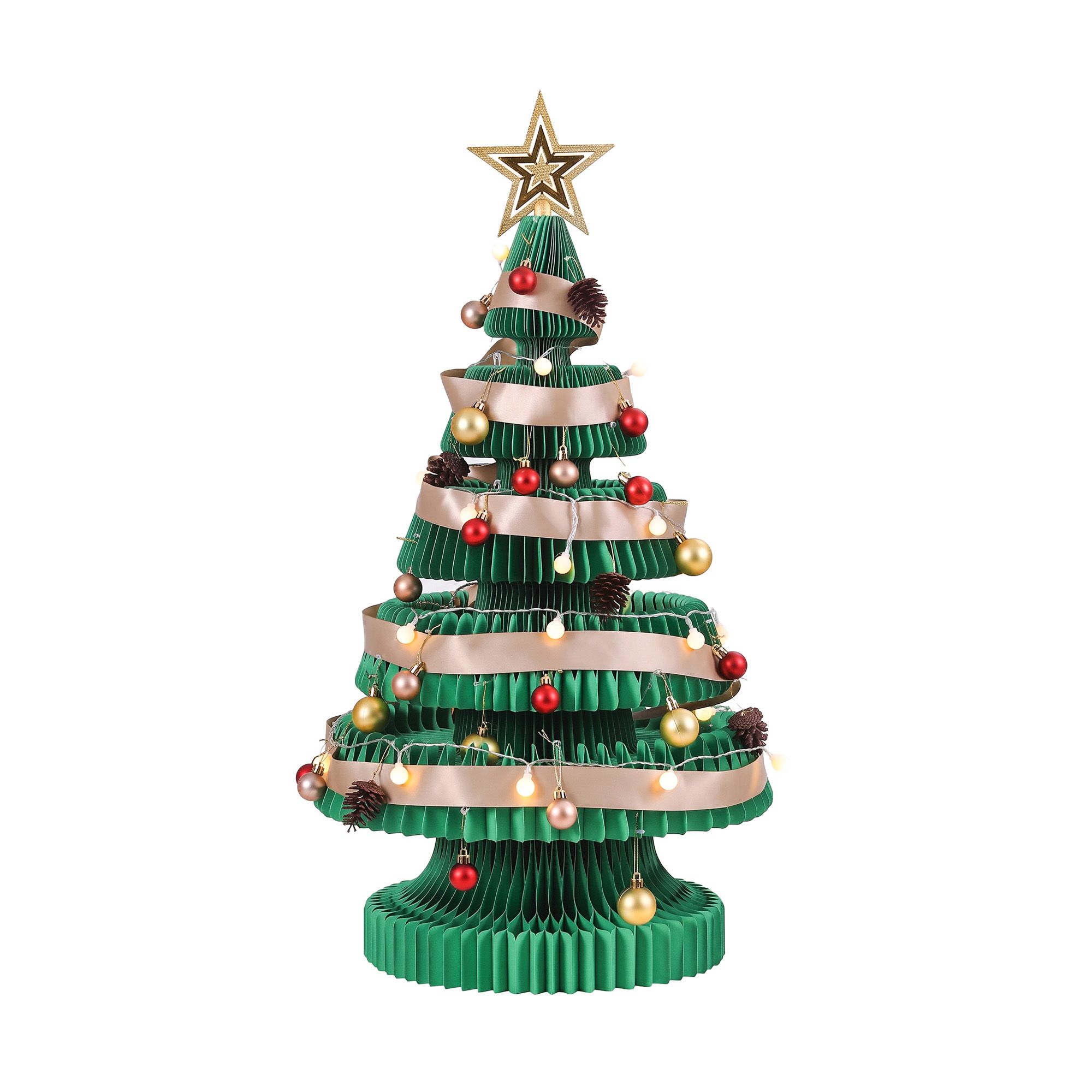 Jingle Jollys Paper Christmas Tree 87CM w/ Star Topper LEDs Xmas Decorations Kit Home Office Green — image 5