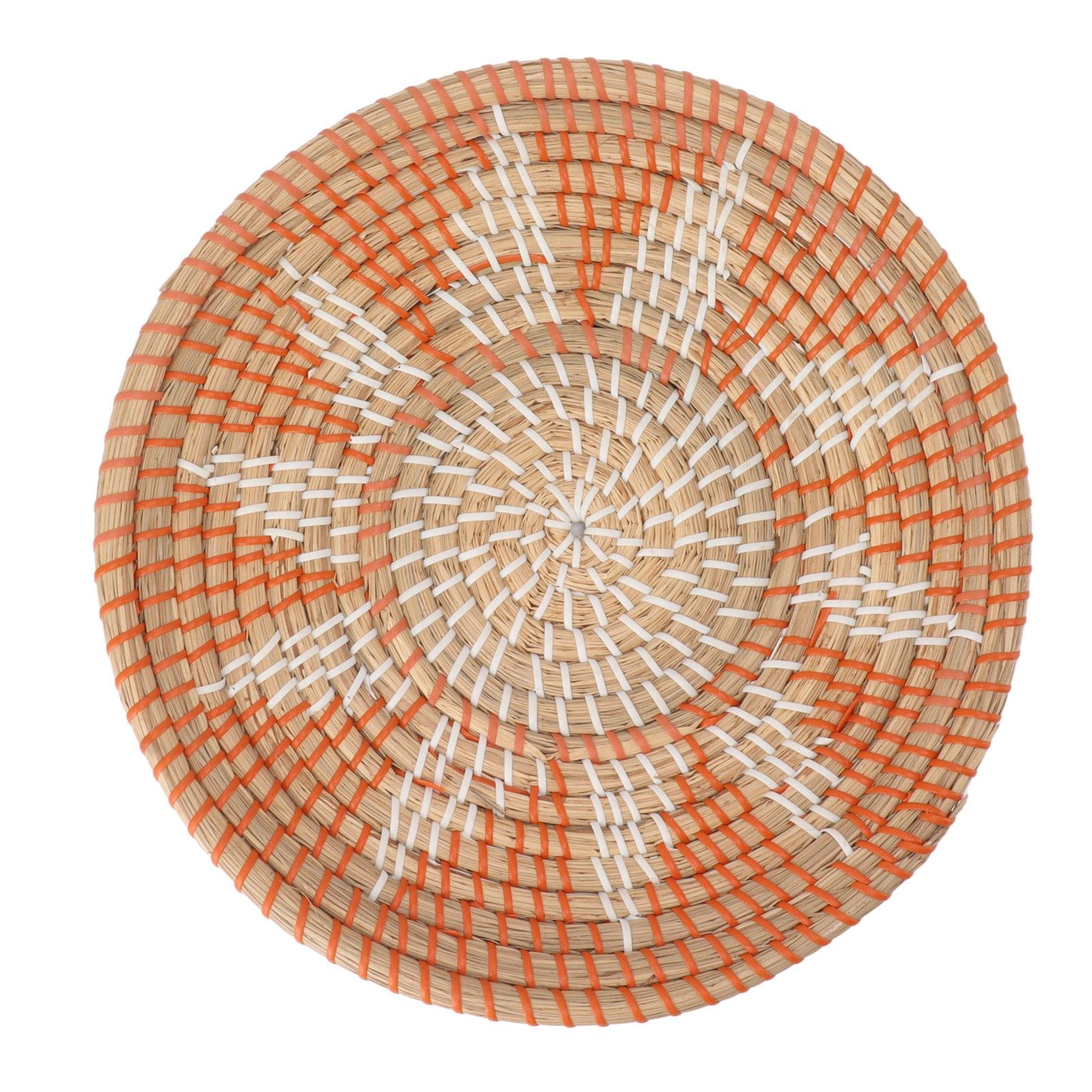Round Grass Wall Ornaments 35cm Diameter Hand Knitting Hanging Woven Wall Baskets for Living Room Kitchen Style 1