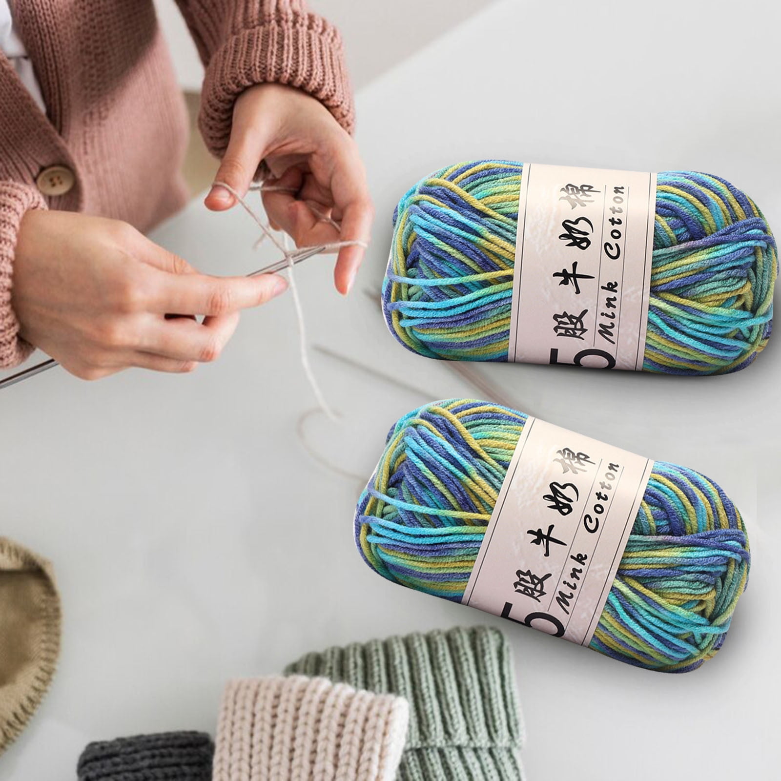 Cotton Yarn -Multi Colored Yarn Rainbows Crochet Yarn 50g/2.5oz,295 Yards,5 Strands,Lightweight Yarn For Crochet,Knitting and Crafts,24 Colors Color - 16 — image 6
