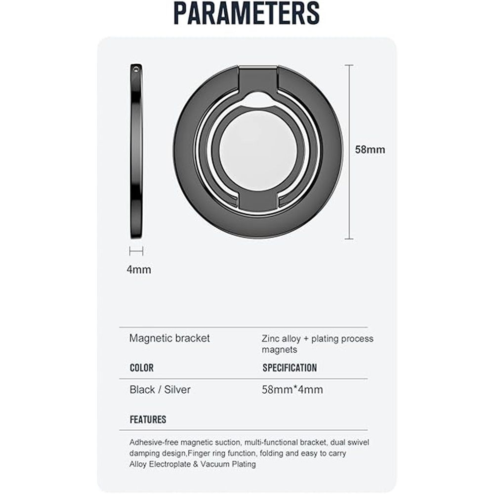 Magnetic Ring Holder Dual-Side Magnetics, Removable Gym Phone Grip with Kickstand for iPhone 17/16/15/14/13/12/ Series All Phones Compatible with โ image 5