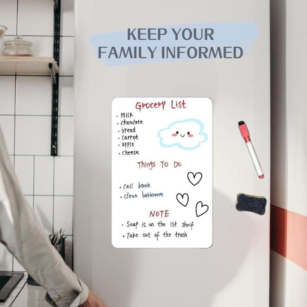 Magnetic Whiteboard A3 for Refrigerator, White — image 3