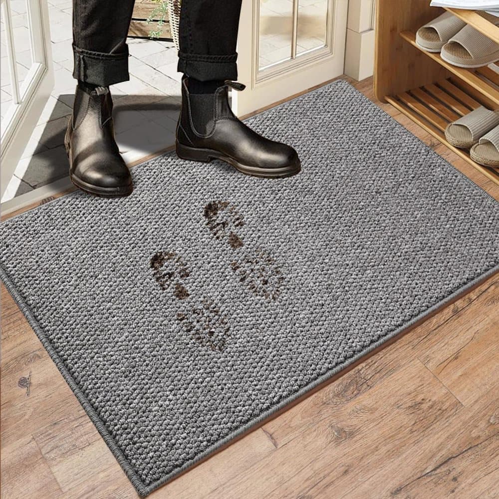 Non-Slip Jute-Like Doormat for Indoor Outdoor Use, Dust-Resistant Quick-Absorbing Welcome Mat, 40x60cm, Gray — image 2