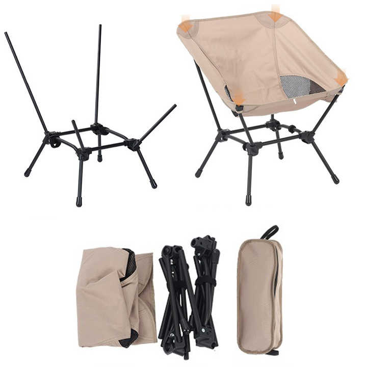 Black Portable Lightweight Folding Beach Chair - Compact Fishing Chair with Square Legs for Outdoor Use โ image 2