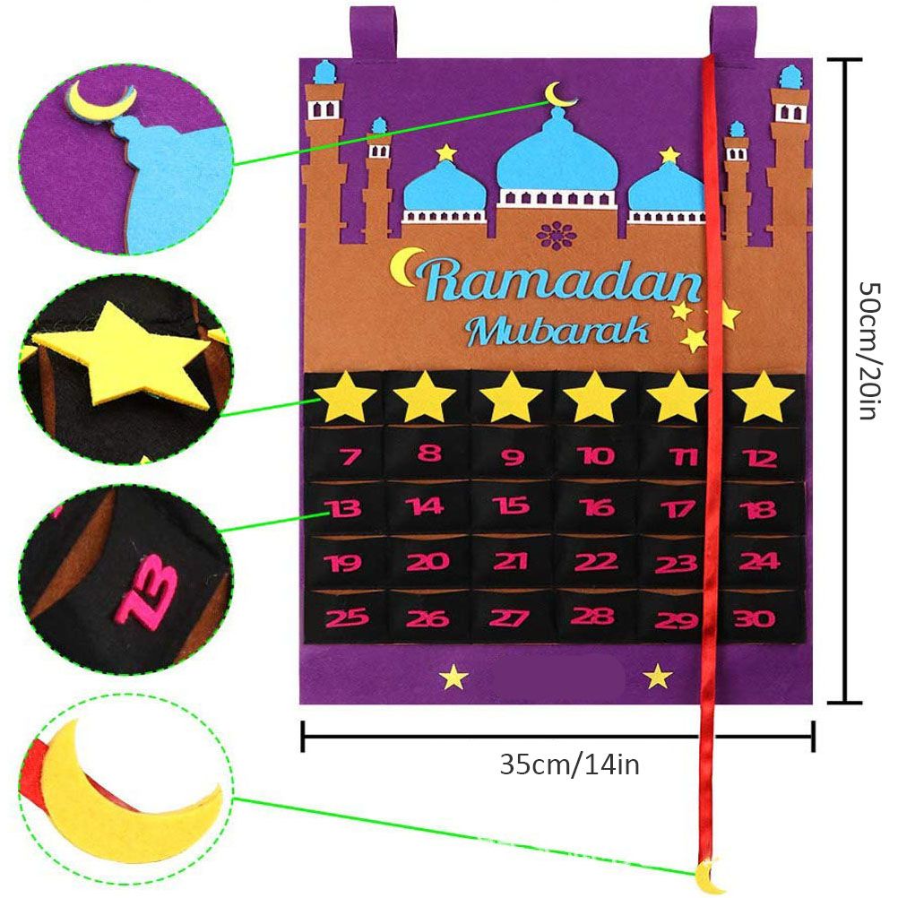 Eid Mubarak Countdown Calendar Felt Eid Mubarak Advent Calendar Ramadan Party Decoration — image 3