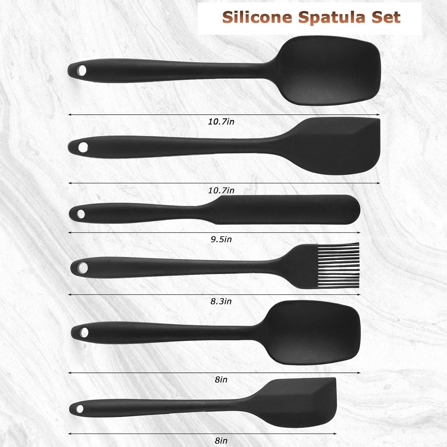 Silicone Spatula Set, 6 PCS Food Grade Kitchen Utensils with Silicone Brush, 480°F Heat Resistant Non Stick Rubber Spatula for Scraping, Cake Baking, Cooking — image 3