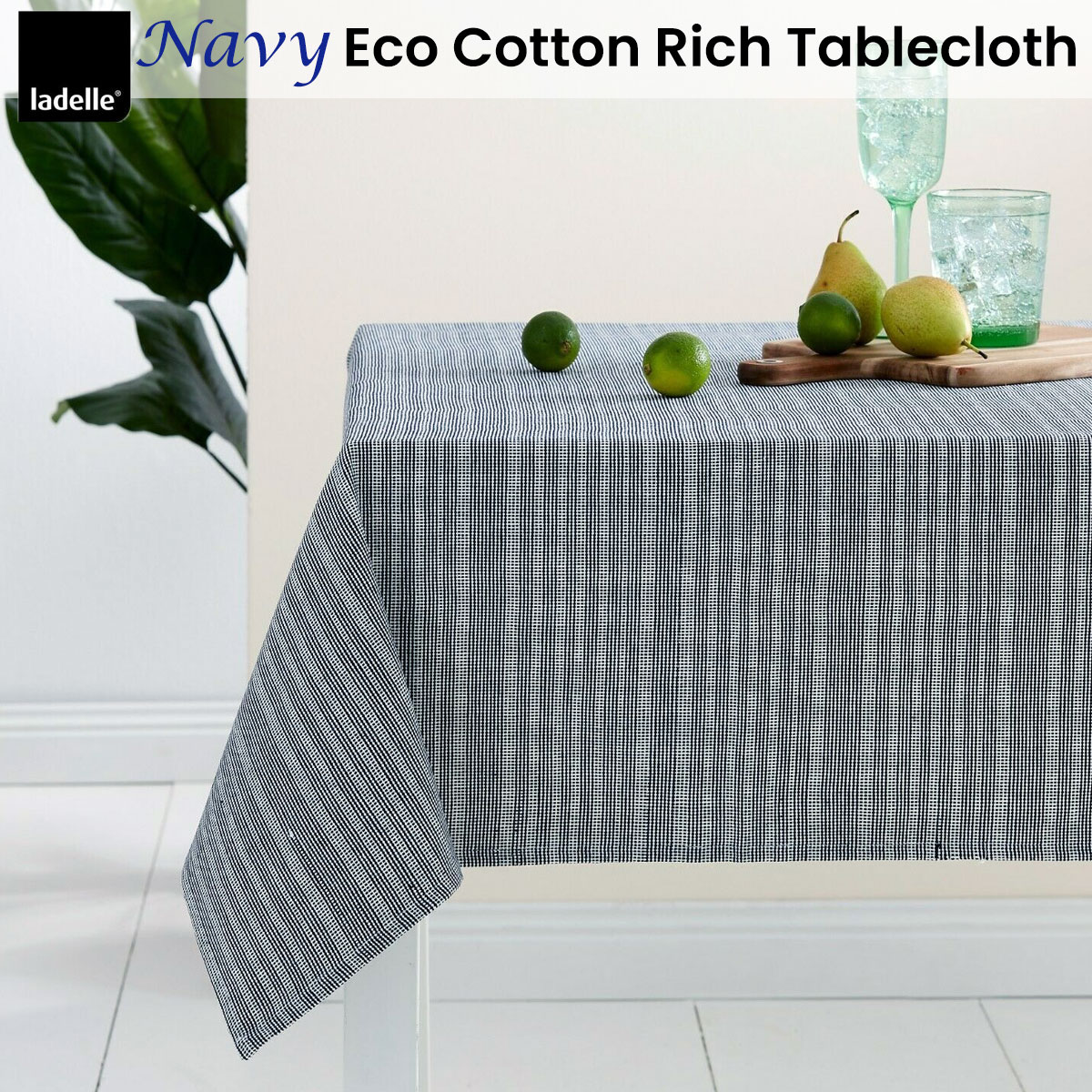 Ladelle Navy Eco Cotton Rich Tablecloth 150 × 265 cm — image 2
