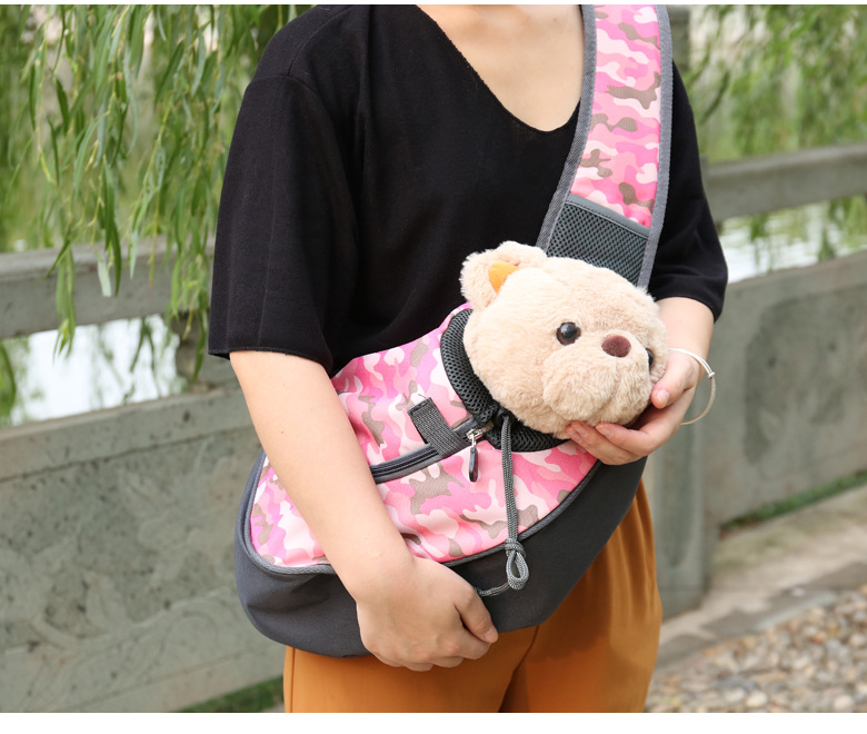 Size L Pink Lightweight Single Shoulder Pet Sling Bag - Stylish Durable Oxford Fabric Carrier — image 2