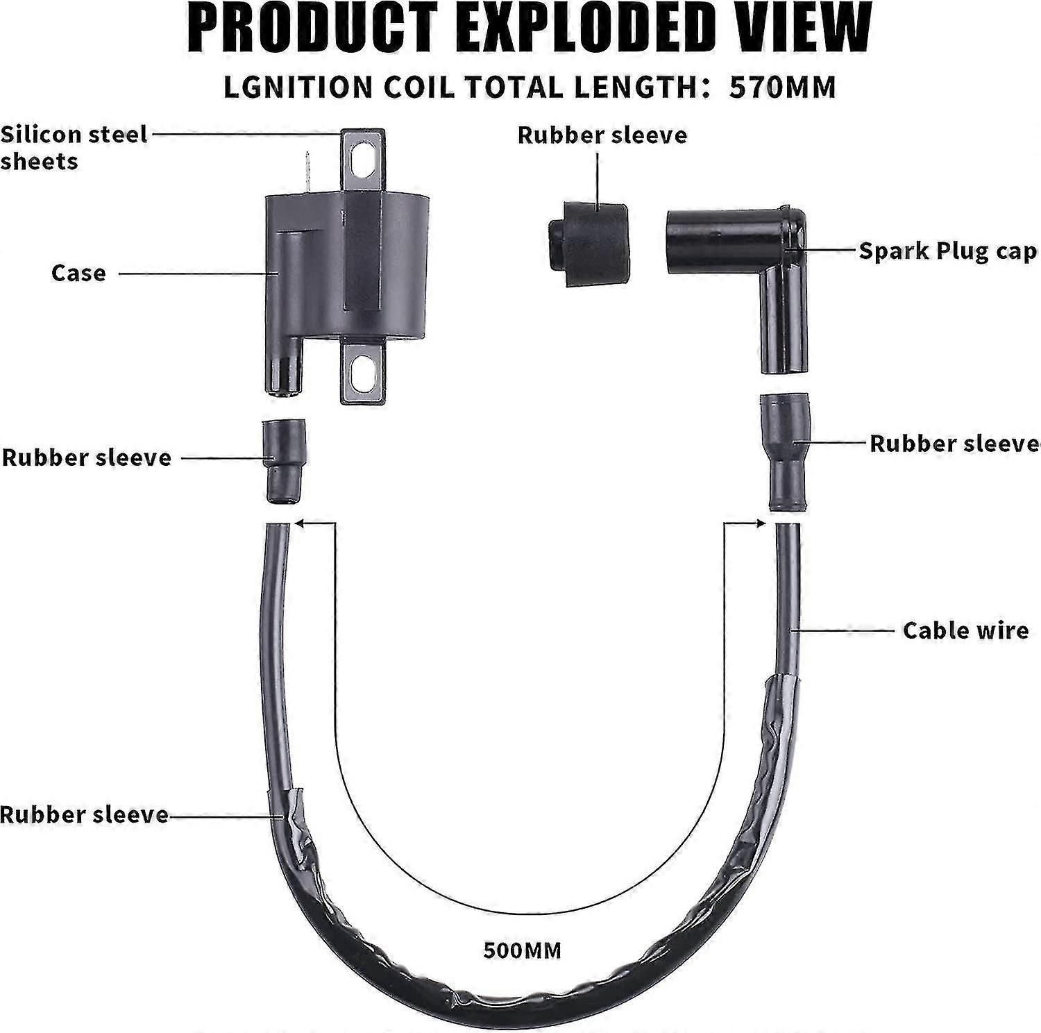 Ignition Coil Compatible with Yamaha PW50 PW80 1981-2009, 45mm Hole Spacing 90 Degree Angle Replacement Coil Module โ image 3
