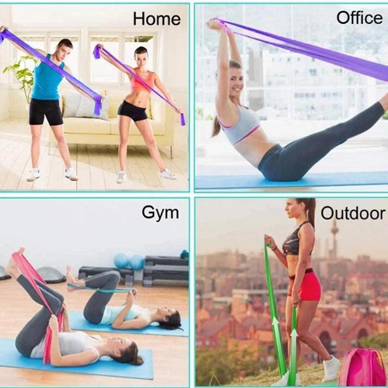1.5m Elastic Yoga Stretch Resistance Bands Exercise Fitness Band Theraband - Green โ image 4