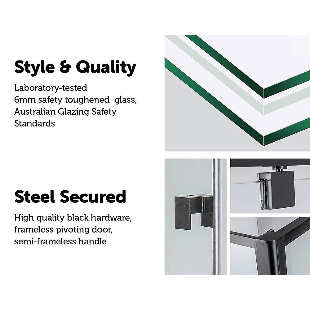 Semi Frameless Shower Screen (114~122)x 195cm & (89~92)x 195cm Side AS/NZS Glass โ image 5