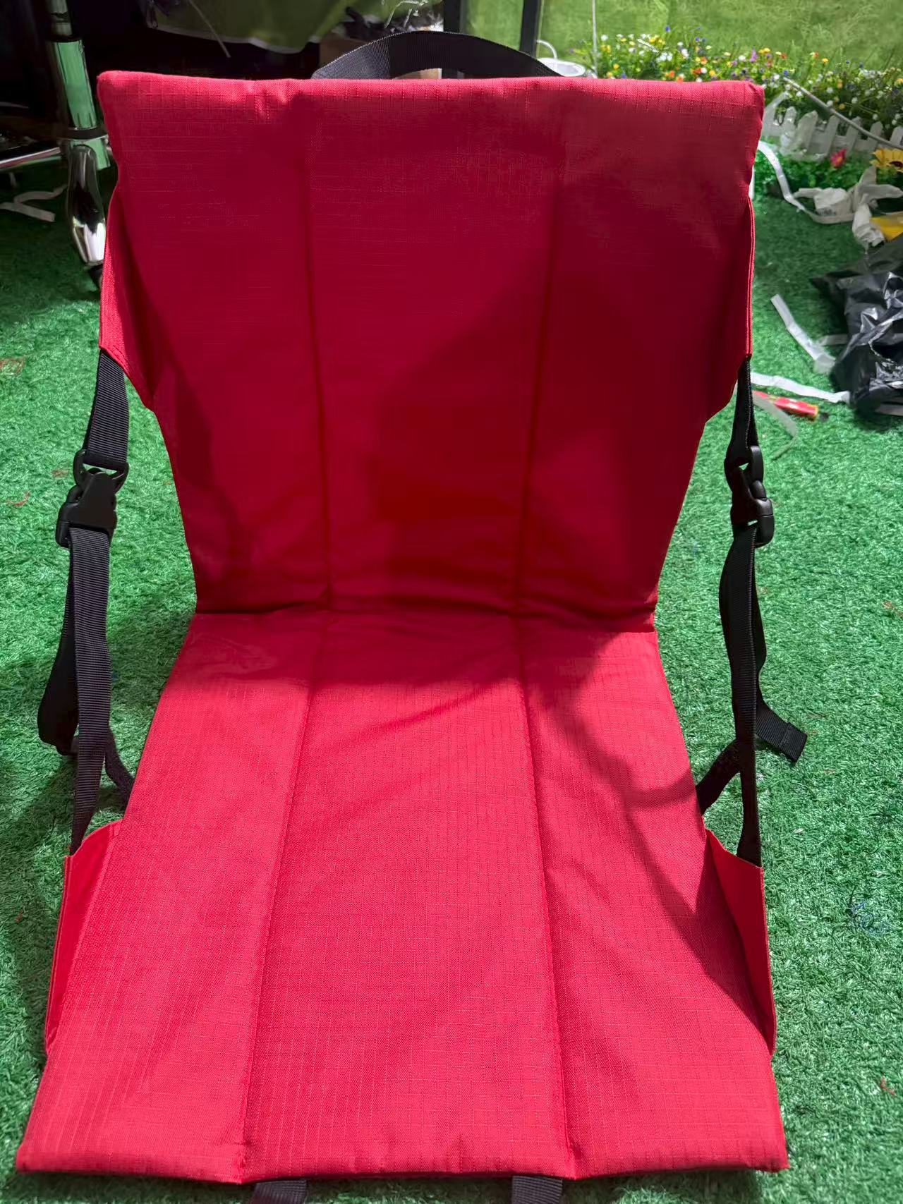 Portable Folding Stadium Seat Cushion with Back Support Lightweight Outdoor Chair for Camping Concerts Hiking Beach Bleachers Red
