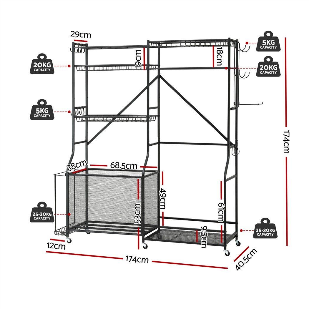 Everfit Sports Equipment Organizer Rack Multi Garage Storage for Golf Bag 174cm — image 2