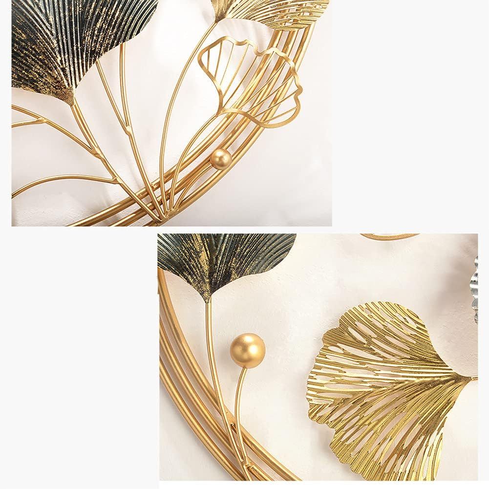 3D Handmade Metal Wall Art Decor,Golden Ginkgo Leaves Metal Wall Decor with Frame, Gold Metal Art Wall Sculpture for Study Living Room Bedroom Artwork Hotel — image 5