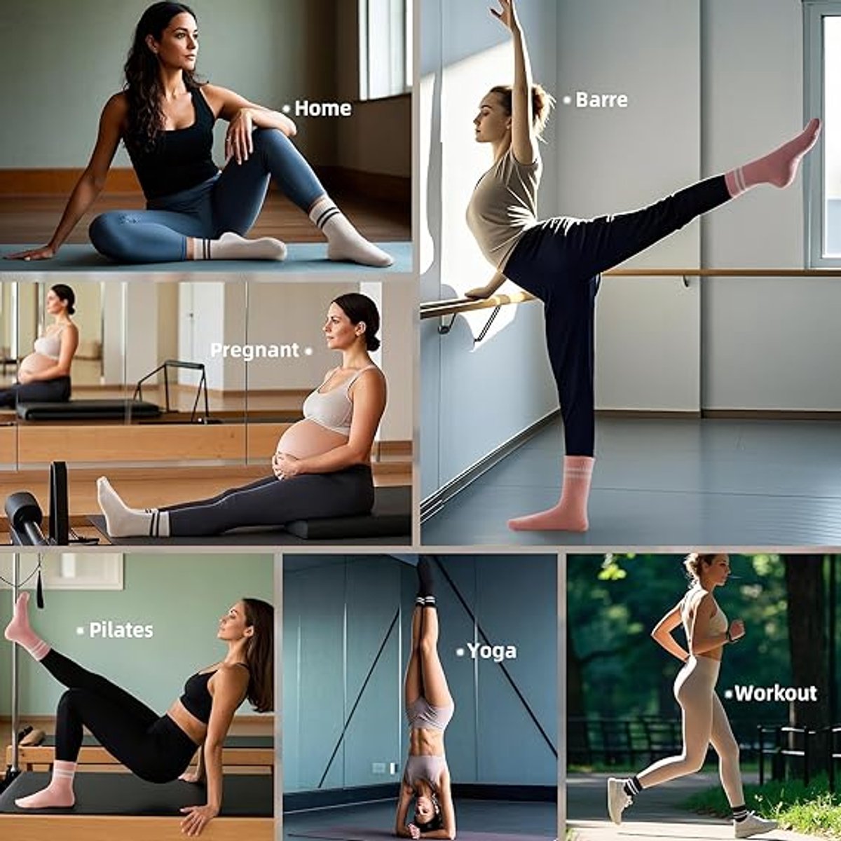 5 pairs - Socks - Women's high Pilates non-slip socks - Yoga Pilates Socks with Grip - Non-slip Cotton Socks - Yoga Socks - Non-slip ankle socks - for Ballet — image 5