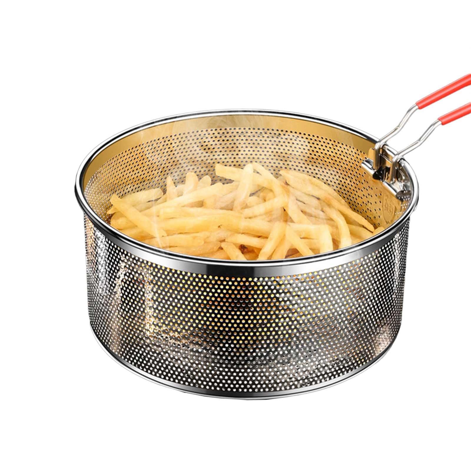 Deep Fryer Basket Only,18*10cm Round Stainless Steel Fry Basket, Heat Resistant for Frying French Fries Cooking Noodles — image 3