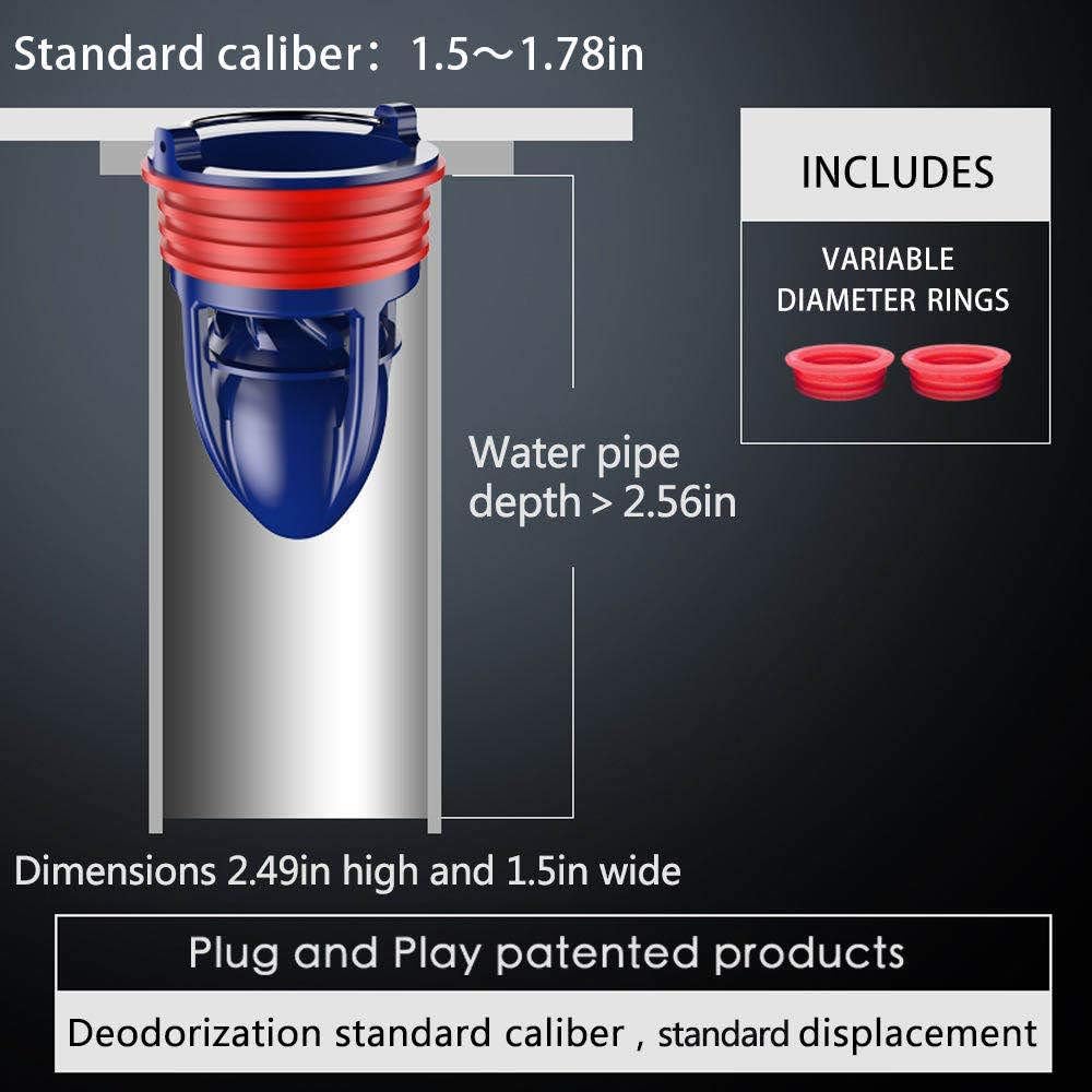 Shower Floor Drain Backflow Preventer One Way Drain Valve Sewer Core Patented Magnetic Drainage Insert Drain Plug(1.5-1.77in Hole) (Suitable for Tube Depth — image 2