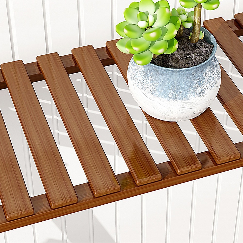 Plant Stand Outdoor Indoor Garden Wood Bamboo Shelf Folding 100CM Length โ image 6