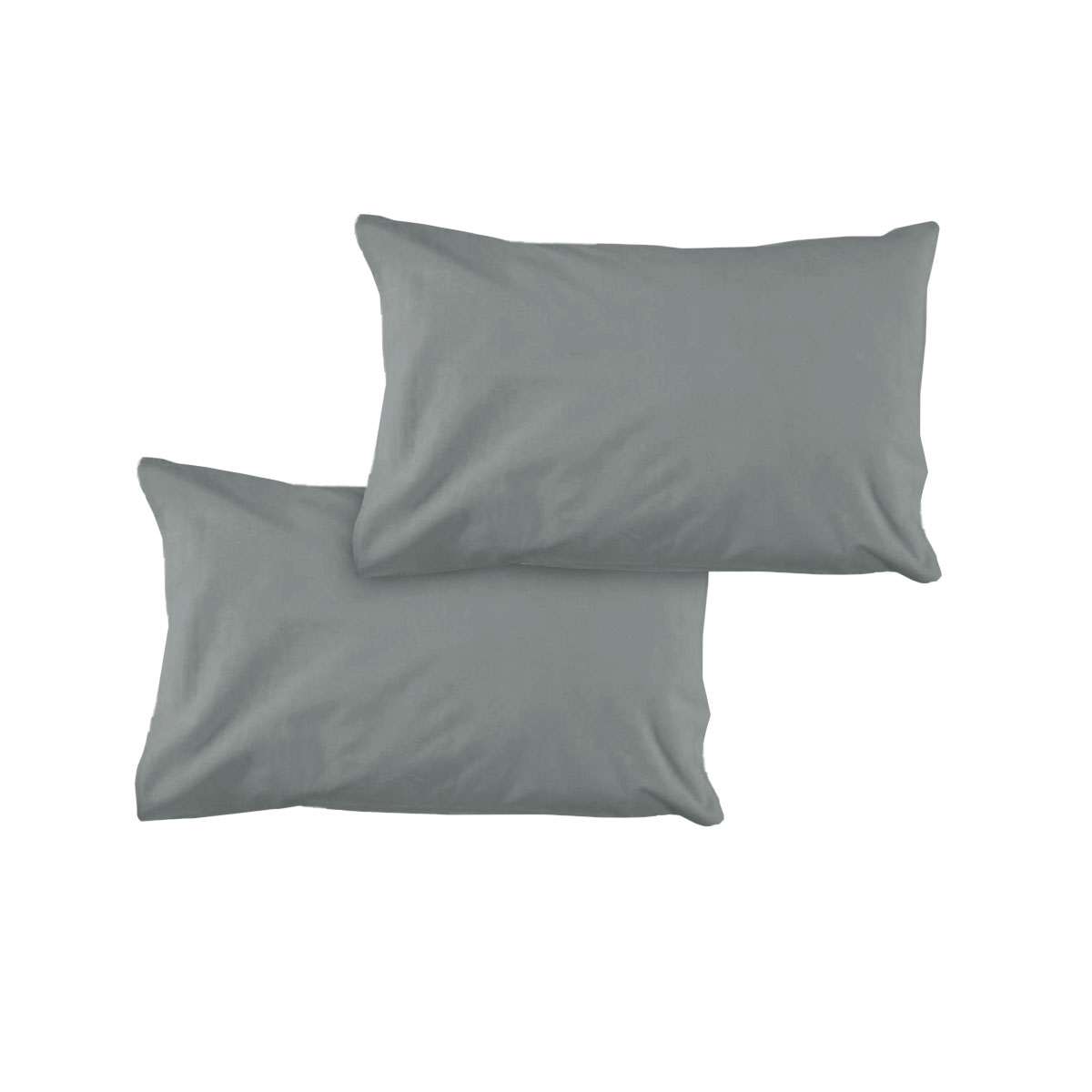 Pair of Solid Colour Microfiber Standard Pillowcases 48 × 73cmx15cm (Flap) Grey