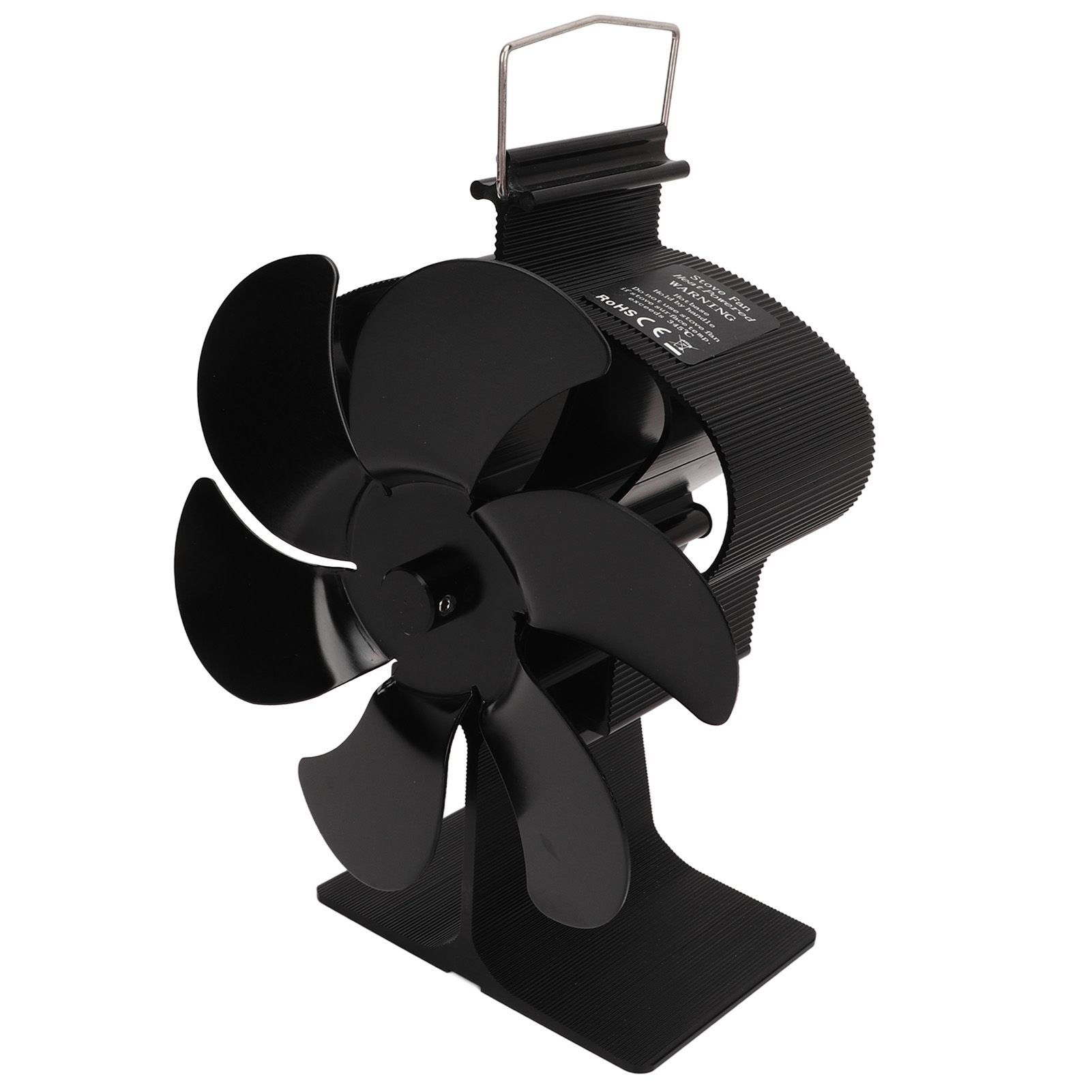 6 Blades Heat Powered Stove Fan Non Electric Self Starting Fireplace Fan High Temperature Resistant Fan Crown Black — image 5