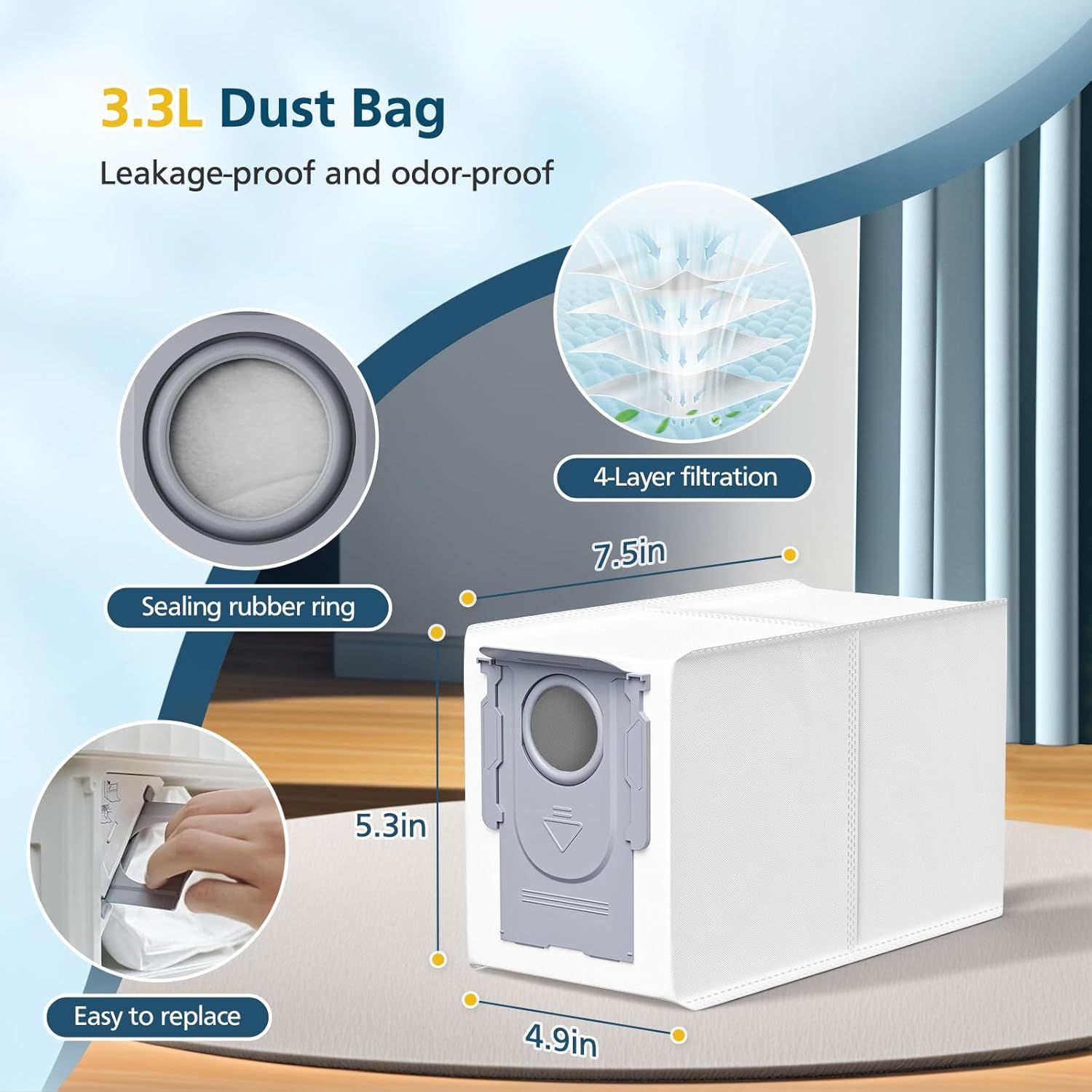 Qrevo S5V Replacement Parts or Qrevo S5V / Curv/Edge/Edge S5A / Curv S5X, Accessories include 2*Set Main Brush, 6*Mop Pads, 6*Vacuum Bags, 4*Hepa ilters — image 6