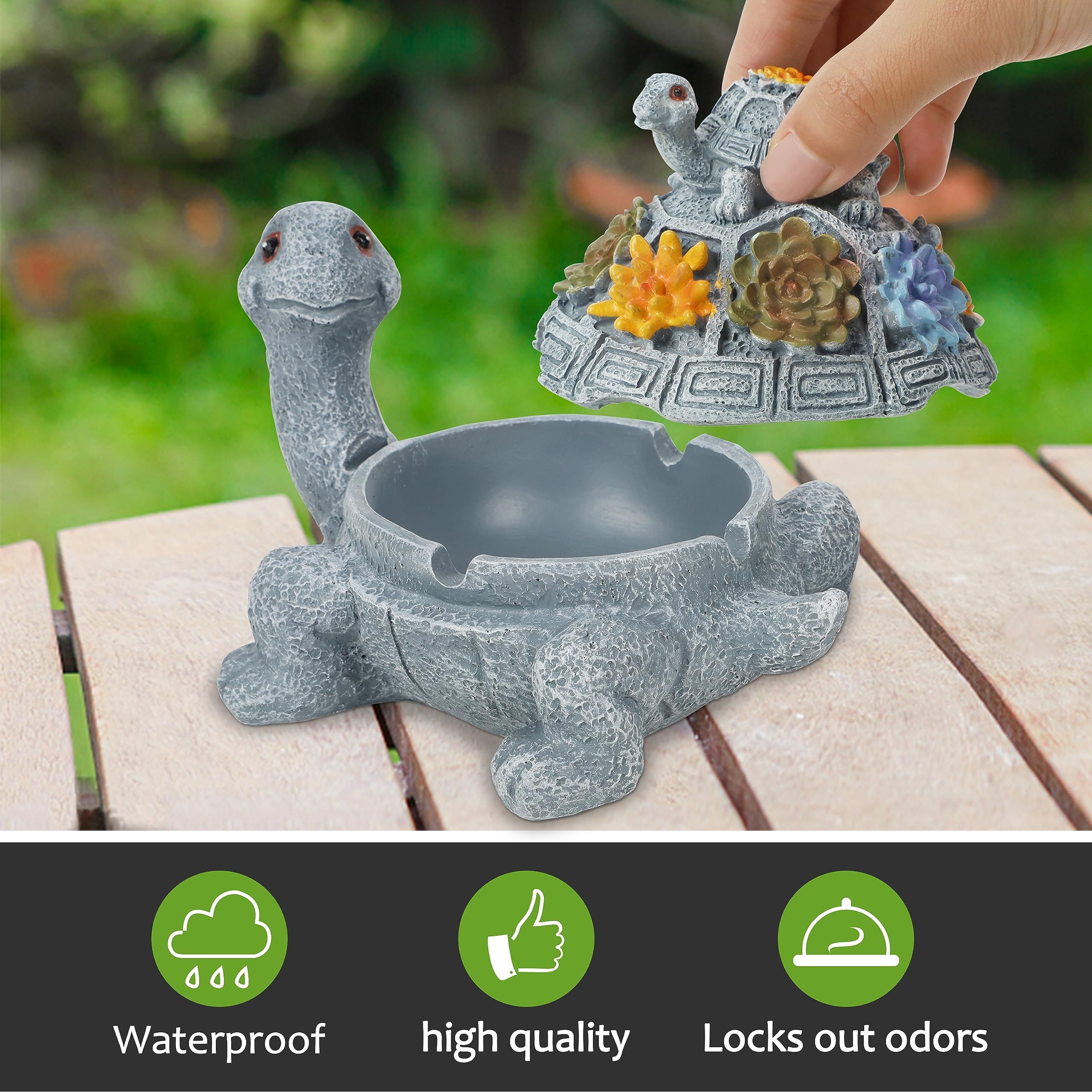 Turtle Garden Statue, Resin Turtle Figurine Garden Lawn Ornaments with Lid for Outdoor Office Yard Garden Decorations — image 3