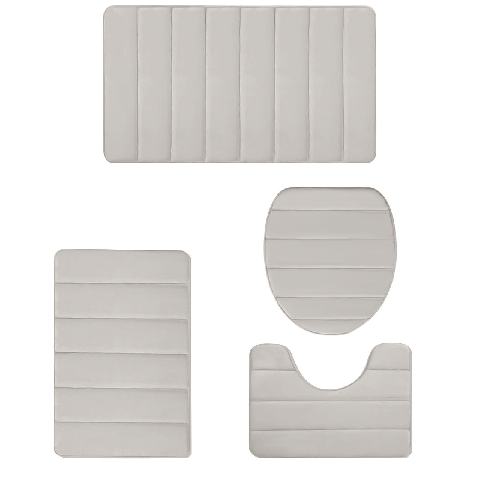 Memory Foam Toilet Rug, Non-Slip Bathroom Rugs, Toilet Rugs U Shaped Washable, Commode Contour Rug, Soft Comfortable Super Water Absorption #4_Beige — image 2