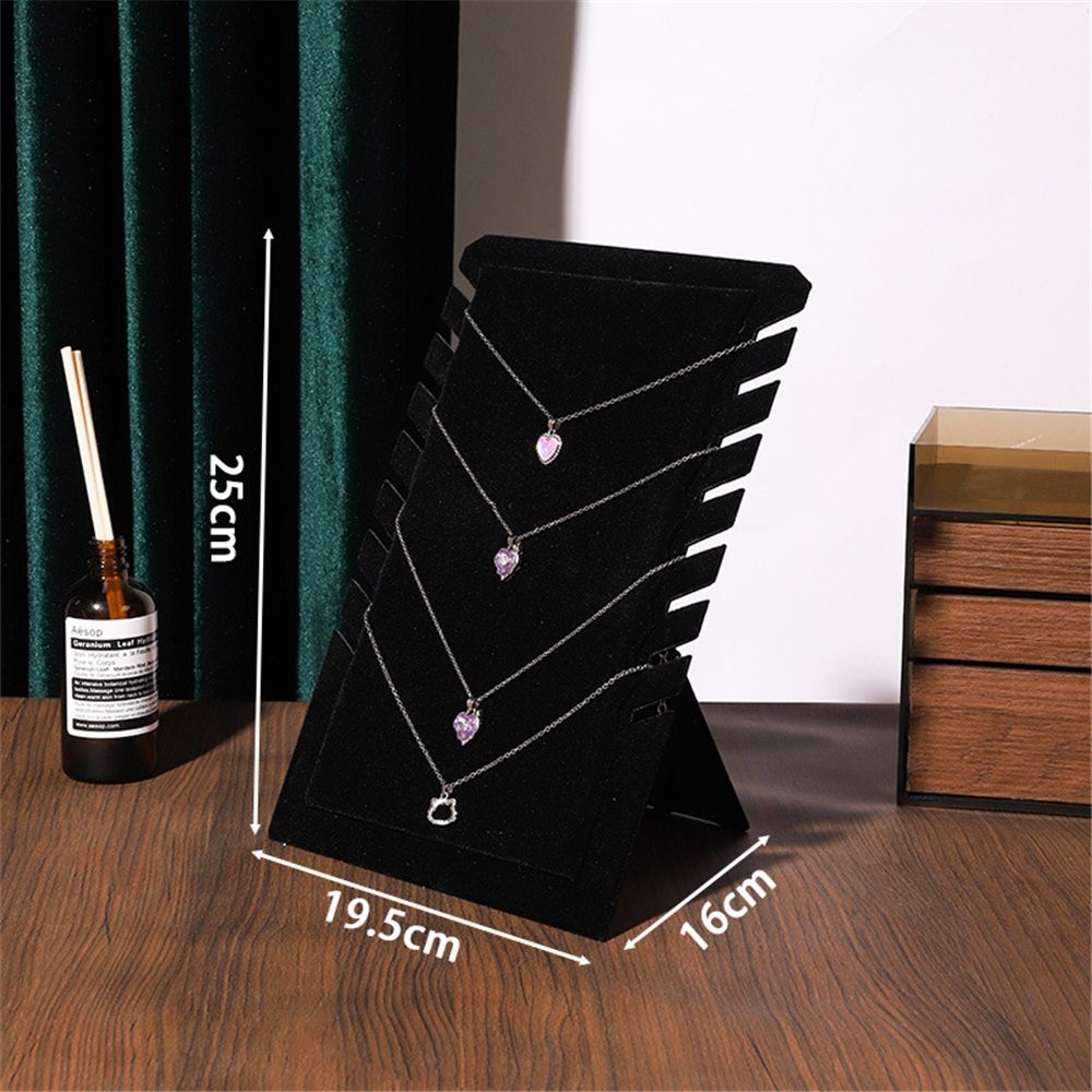 2Pcs Multiple Pendant Necklace Display Stand Jewelry Organizer Rack for Chains and Pendants Elegant Desktop Jewelry Showcase ( flat top black) — image 5
