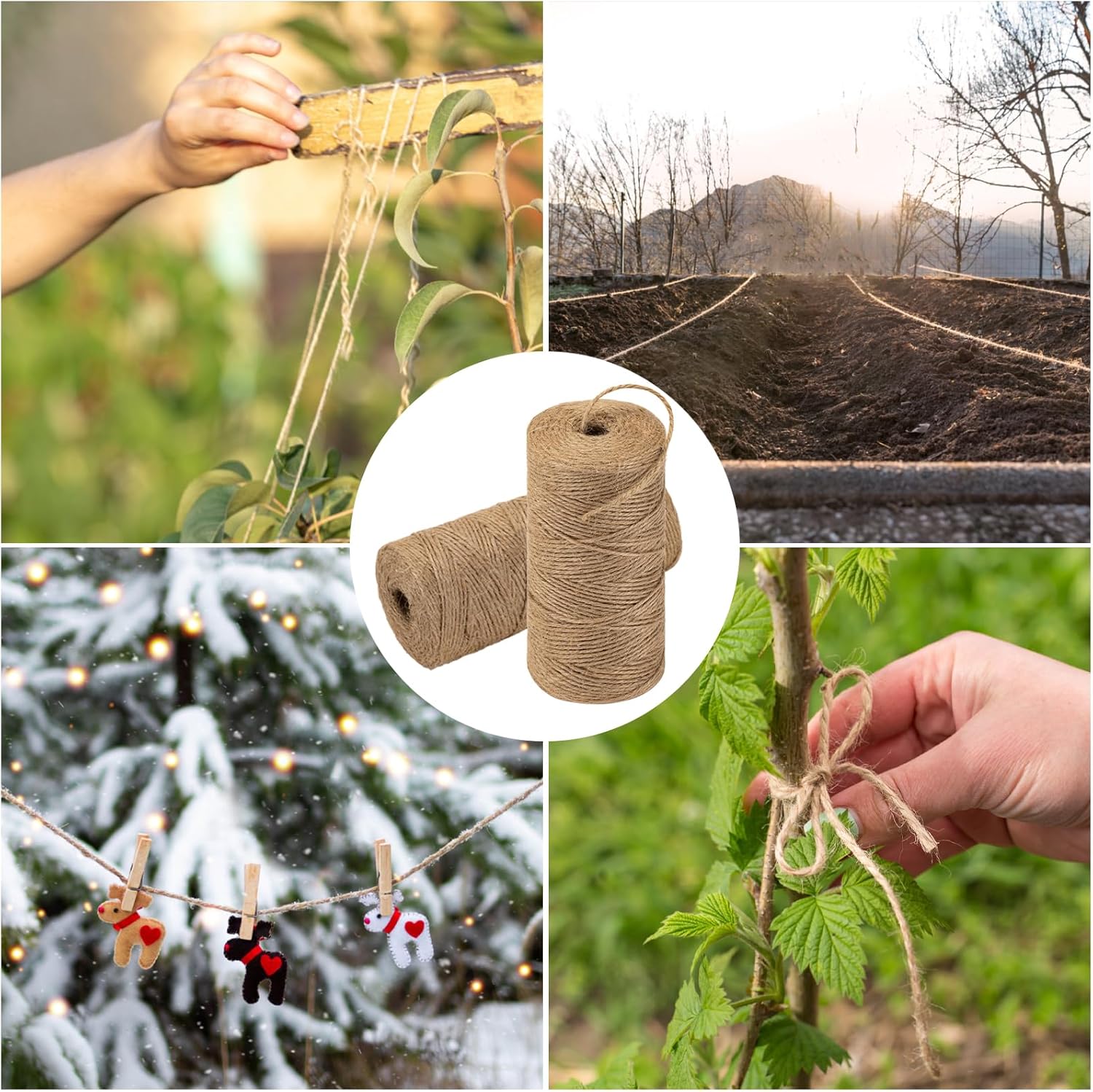 Twine String 1312 Feet Long Jute Twine Hemp Rope for Gardening Crafts Giftwares Wrapping Packing Wedding Decor, Brown 2 Rolls β image 5