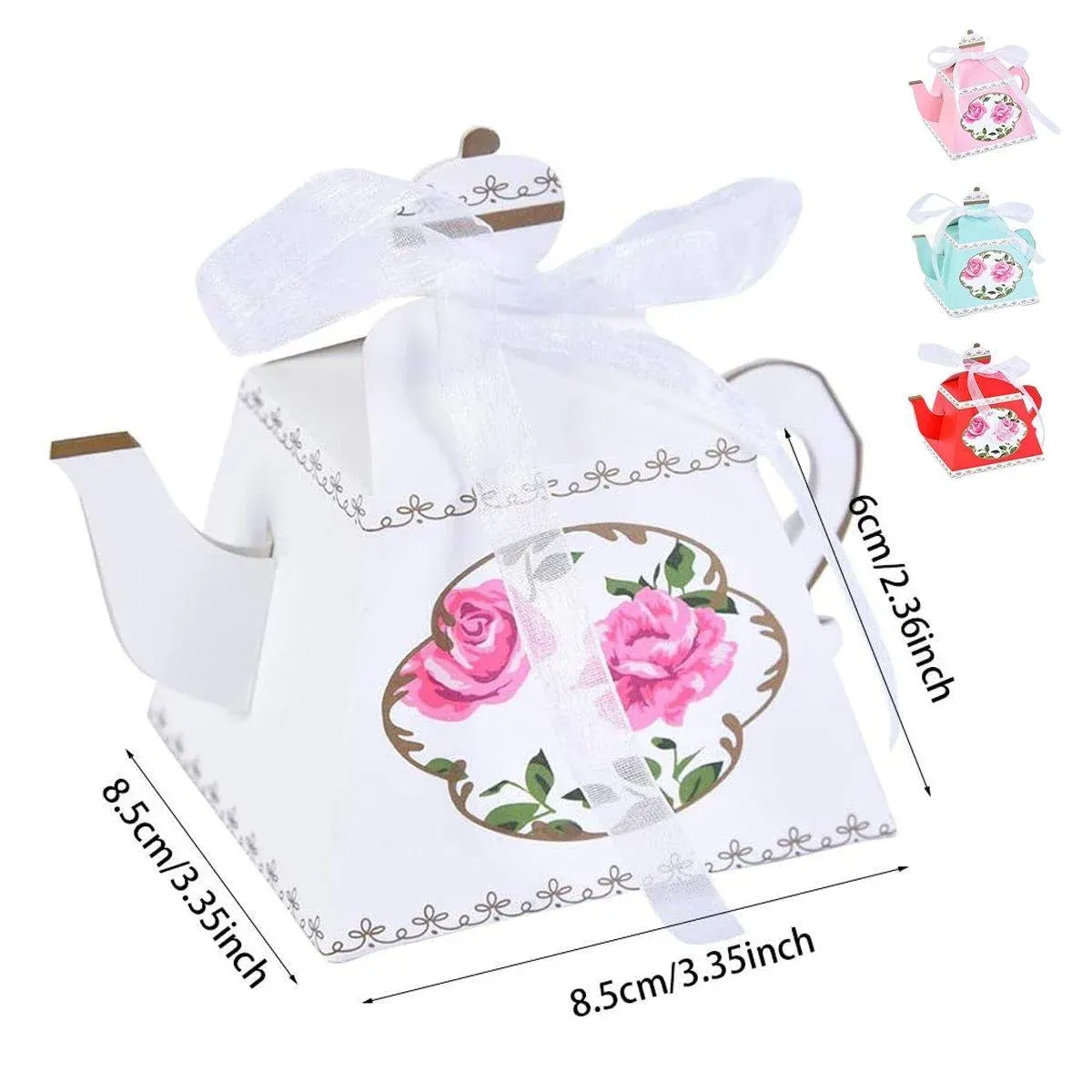 50Pcs Teapot Candy Boxes Wedding Favor Gift Packaging Tea Party Decorations - White — image 4