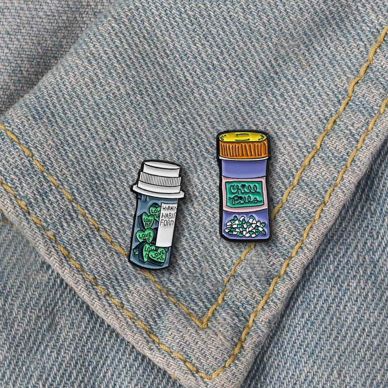 2 pcs Enamel Pin Brooch, Funny Cartoon Medical Design, Lapel Pin for Women Men Teens Adults Drug Pill Love Me Medicine โ image 4
