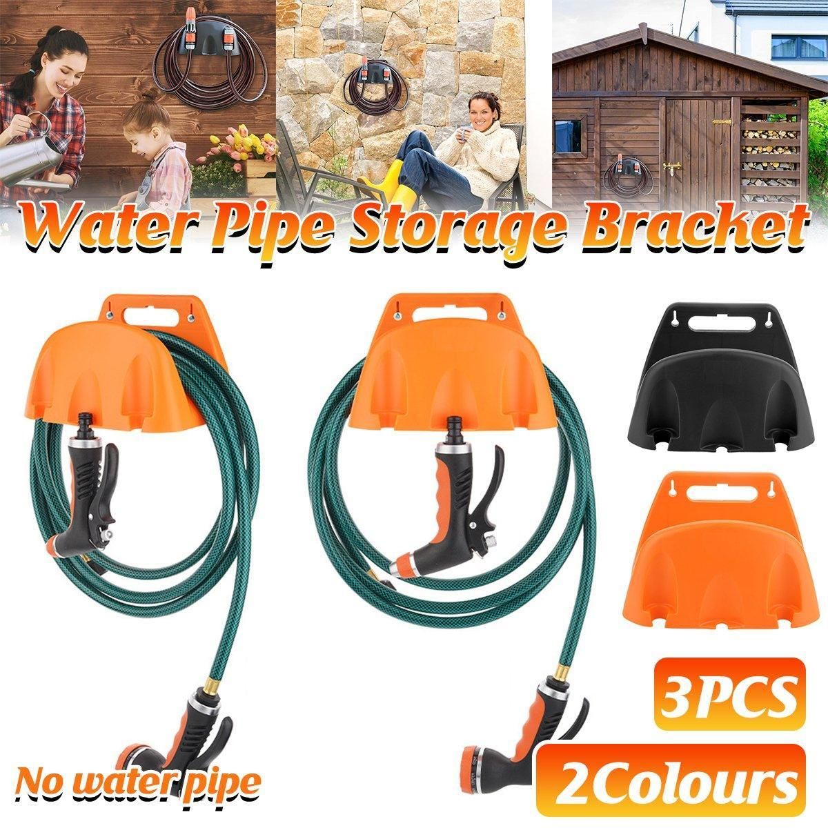 3pcs Wall Mounted Hose Holder Rack Plastic Garden Hose Storage Rack Organizer - Orange โ image 2