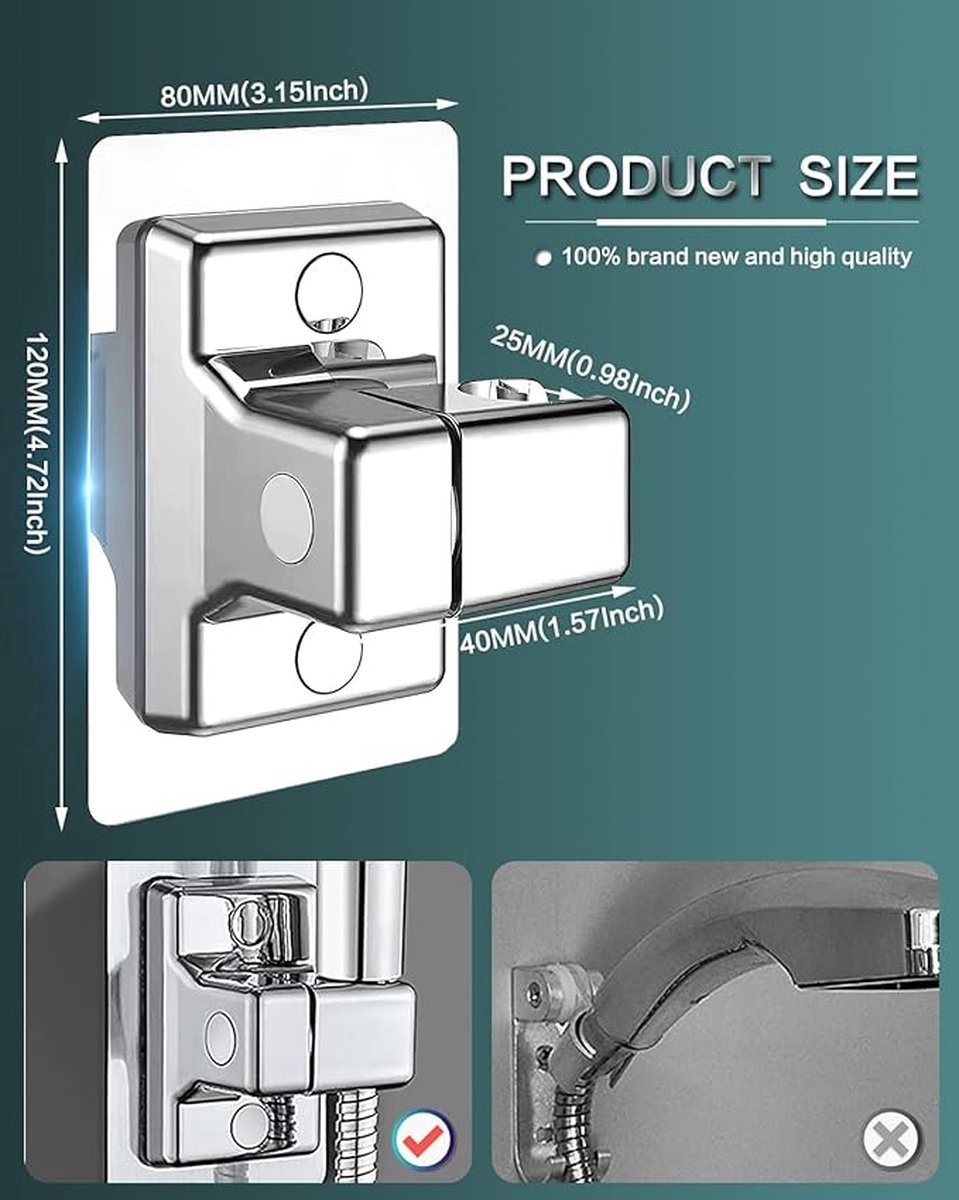 Shower Head Holder - 360° Adjustable - Hand Shower Holder - Strong Paste - Water Resistant - No Drilling Required - Moisture Resistant - Self-Adhesive — image 5