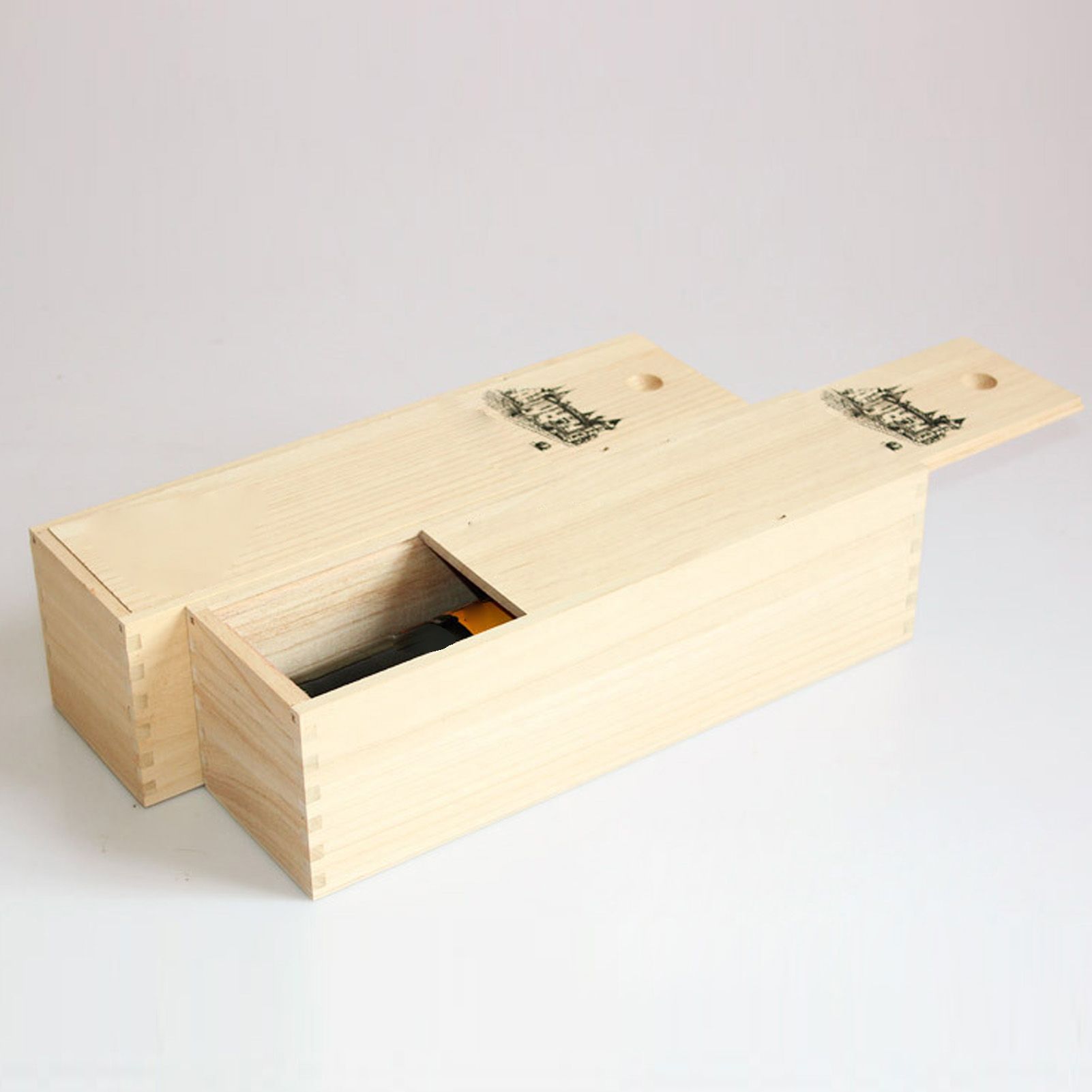 Single Bottle Wooden Wine Box with Lid Decorative Wood Grain Reusable Wine Storage Box — image 6