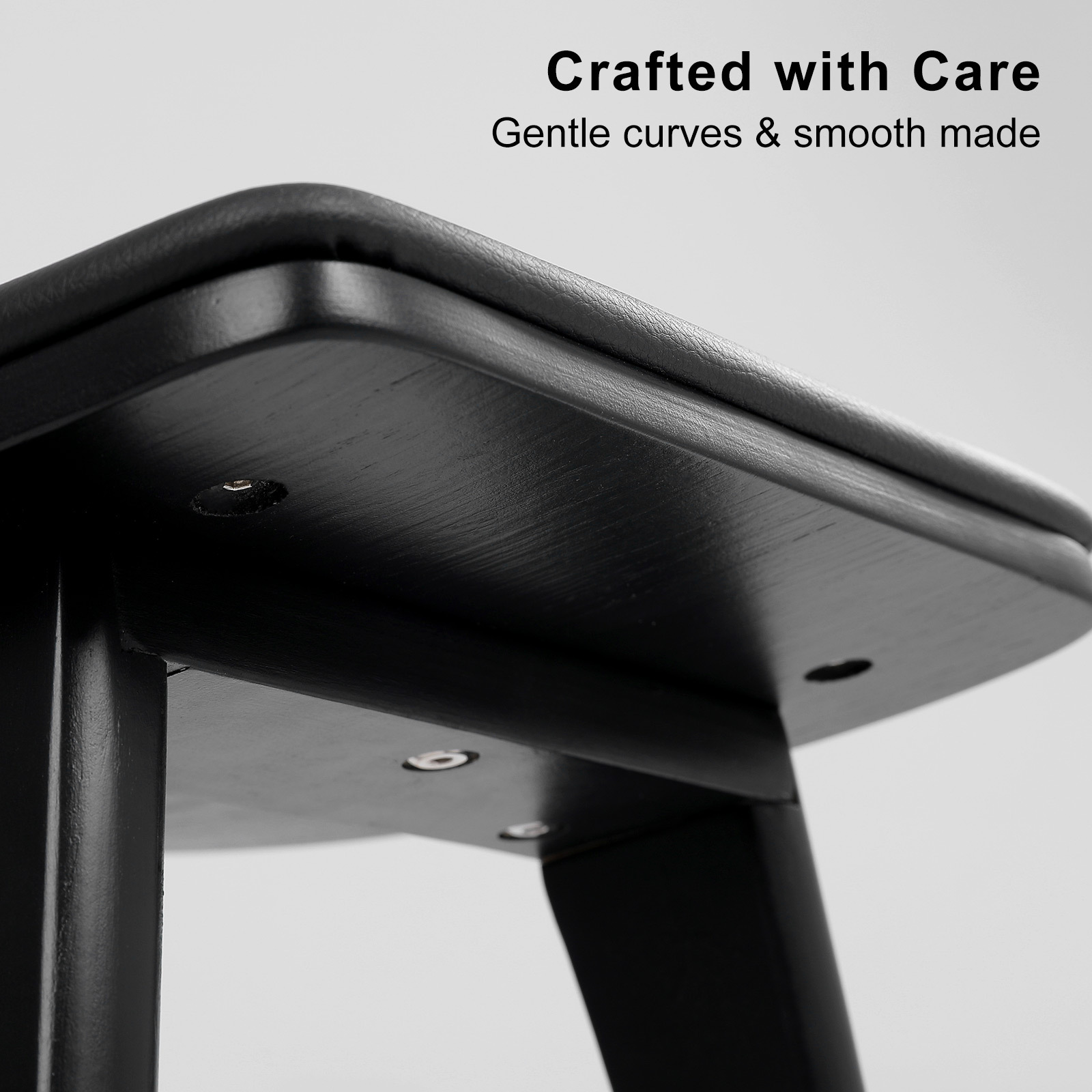 4X Wooden Bar Stool Padded PU Leather Dining Chair KANSO 65cm BLACK — image 5