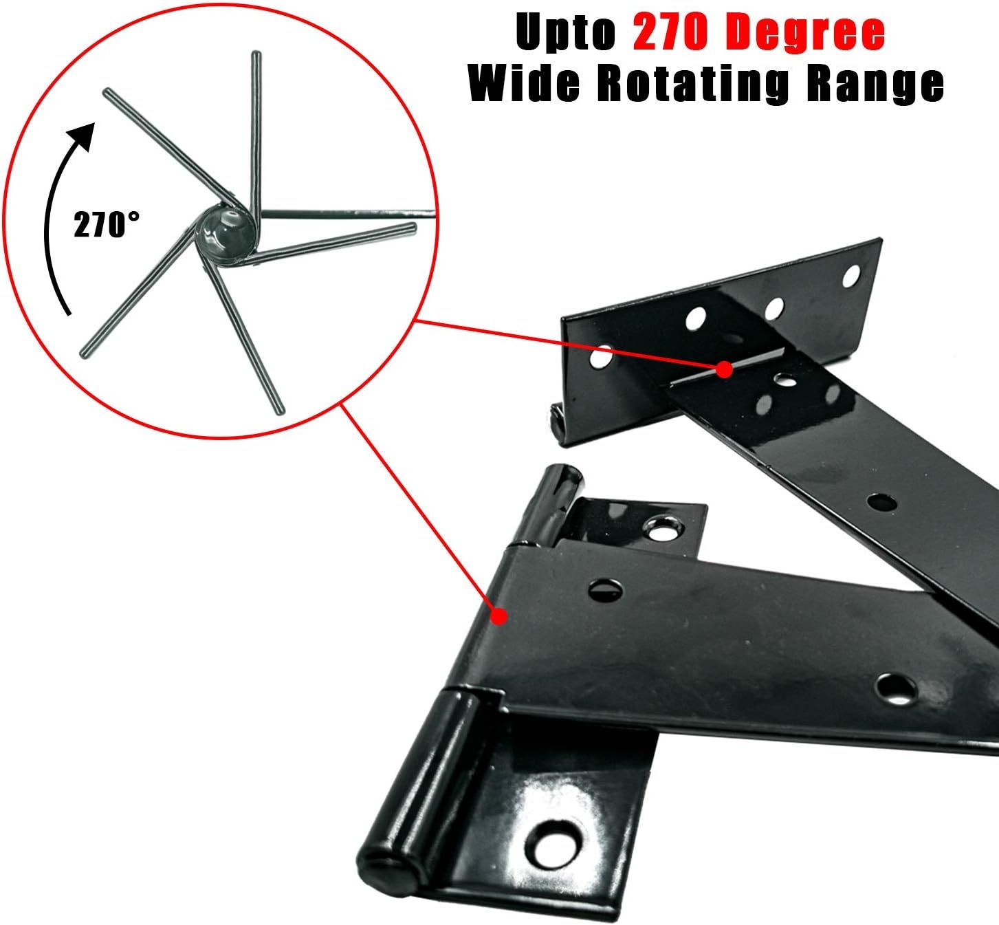 Heavy Duty T Hinge, 6 pcs, 2 Inch, Black, Powder Coated Metal Alloy — image 3
