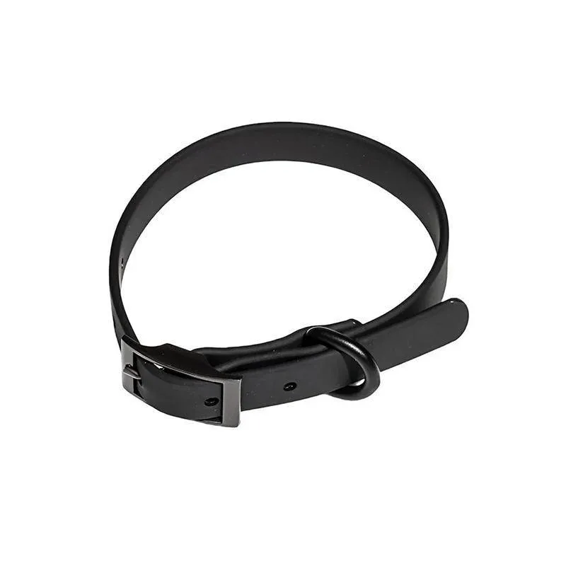 PVC Dog Collar Working Dog Kennels Waterproof Soft Adjustable for Pets M Size - Black