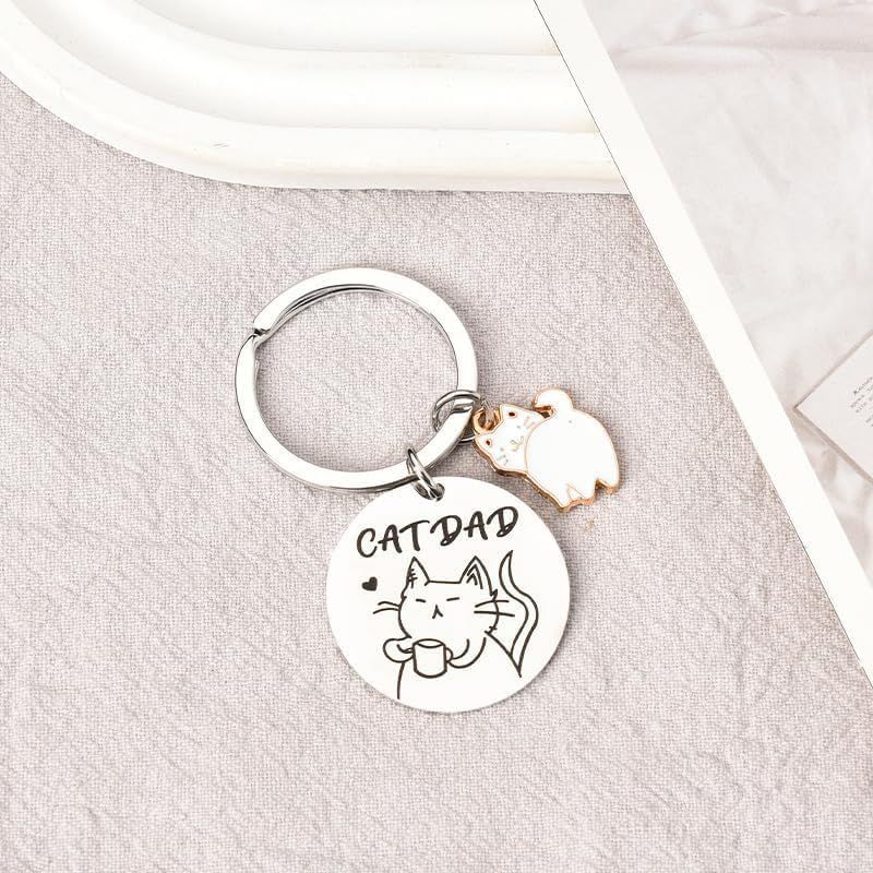Cat Mom Keychain Cute Paw Charm Keyring Funny Pet Lover Gift Couple Friendship Accessory ot easy to fade and break, durable — image 2