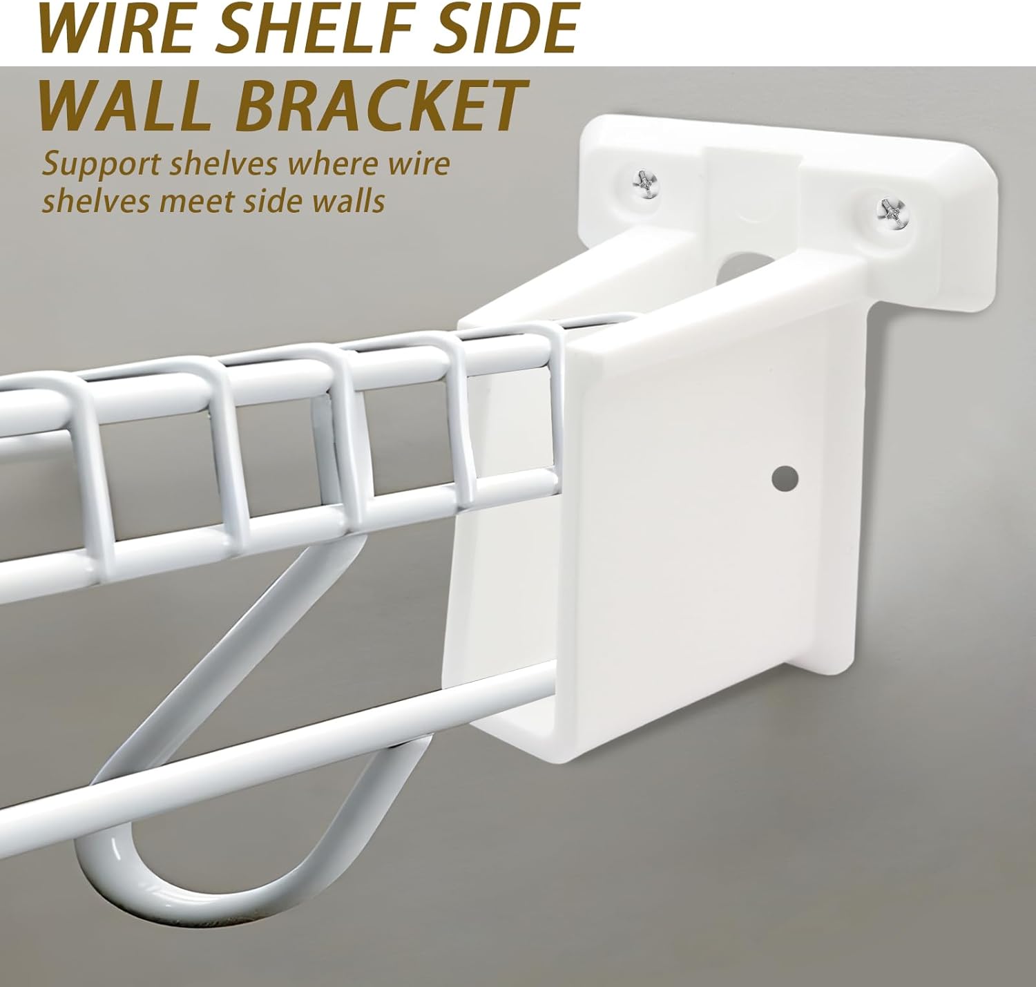 8 Pcs Wire Shelf End Brackets: Closet Maid Support, Wall Mount, White, Polyvinyl Chloride — image 5