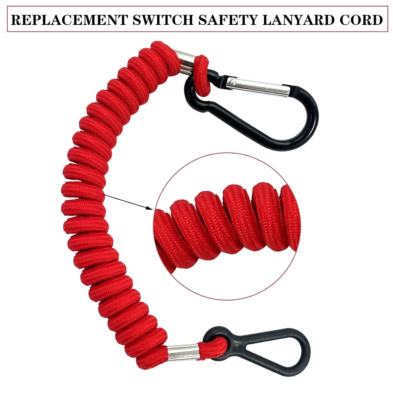 Boat Engine Emergency Stop Switch Lanyard, Replacement Safety Tether for Mercury MerCruiser Outboards, 8M0092849, 15920T54, Red, 100 cm — image 2
