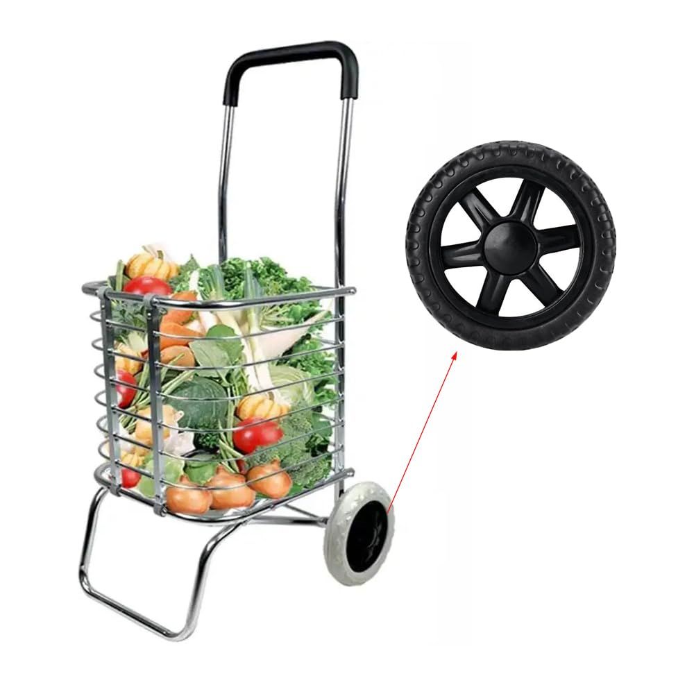 2 Pack Shopping Cart Wheels Replacement 5 inch Dia Rubber Foam Wheel Repair for Folding Rolling Bag Cart Bowling Ball Cart Portable — image 2