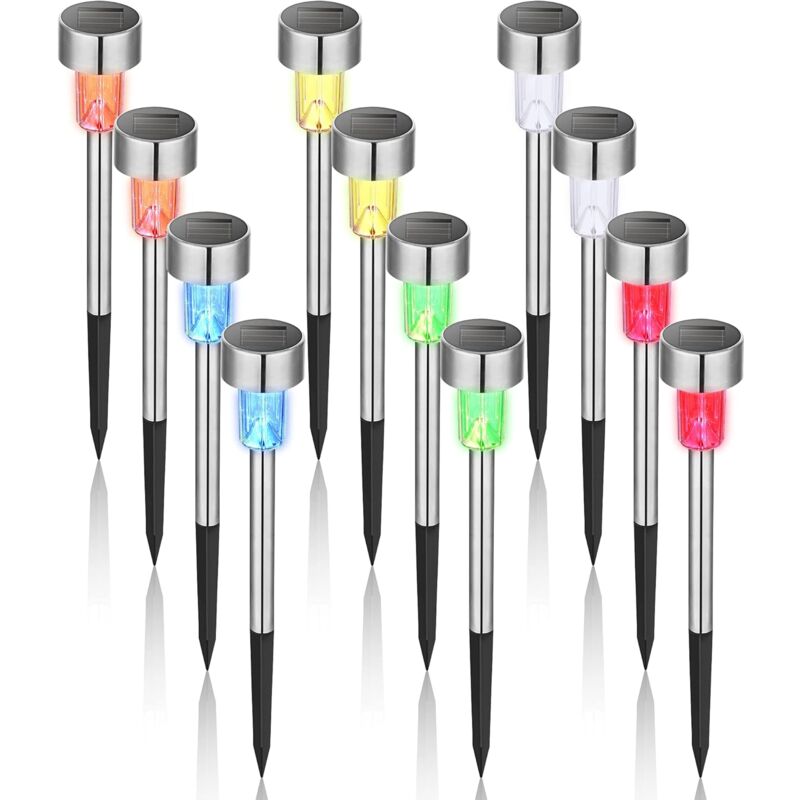 Colorful Outdoor Solar Garden Lights Stainless Steel LED Lights 12 pcs Wireless For Outdoor,4.529.5Cm