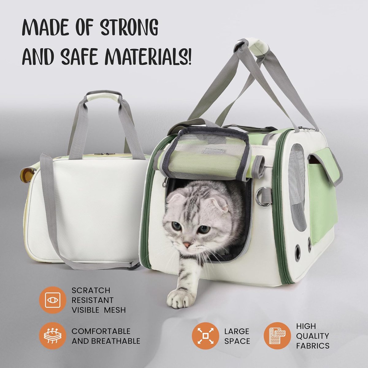 Cat and Dog Transport Bag - Travel Basket - Foldable Cat Transport Box - Cat Bag - Pet Carrier Bag with breathable holes and pockets - for medium-sized cats — image 4
