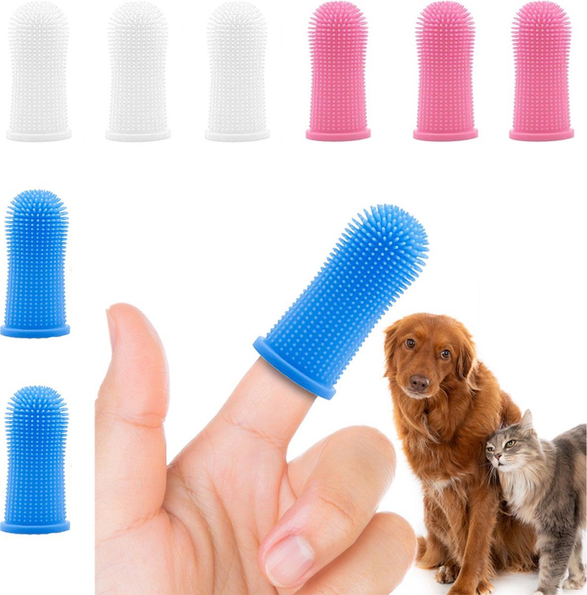 9-Piece Dog and Cat Toothbrush Set with Finger Toothbrushes